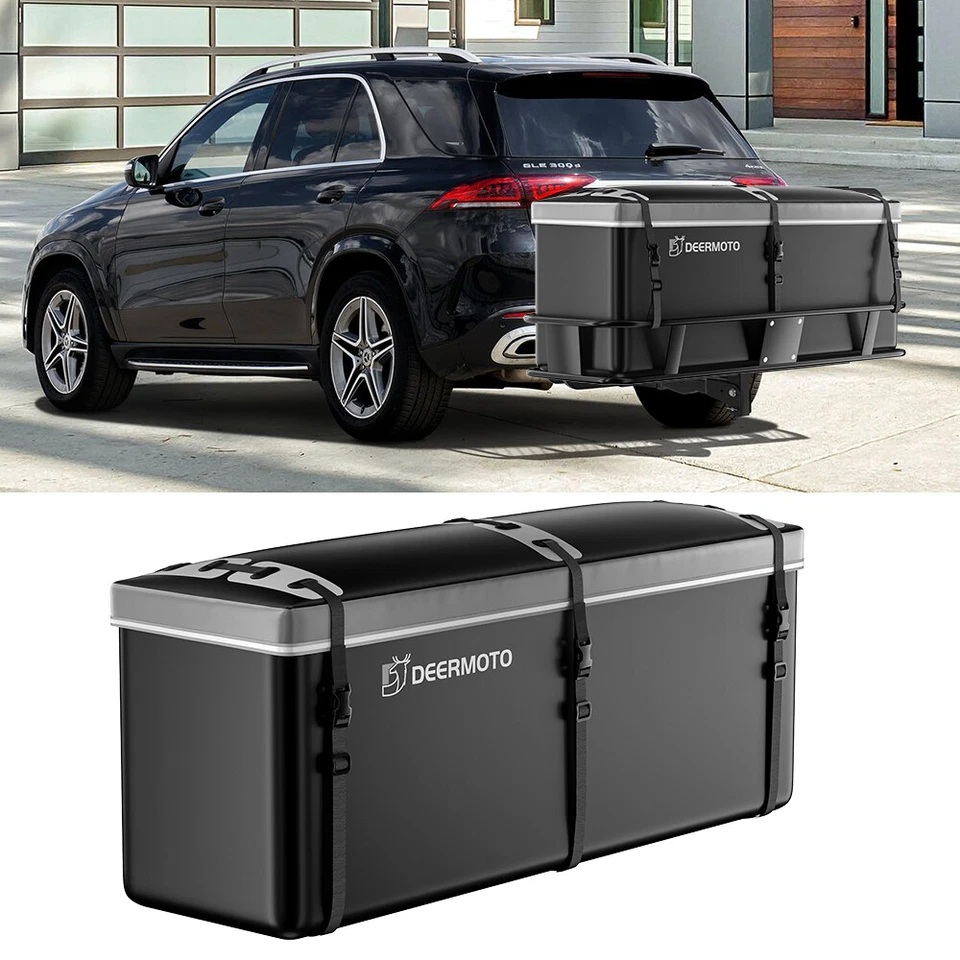 Caja de equipaje portaequipajes de carga montaje en enganche para remolque cúbico GMC Yukon 15 negra Foto 2 de 4