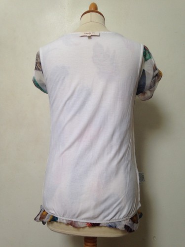Derhy sheer top L ivory and multicoloured feathers, jersey lining VGC - Picture 11 of 13