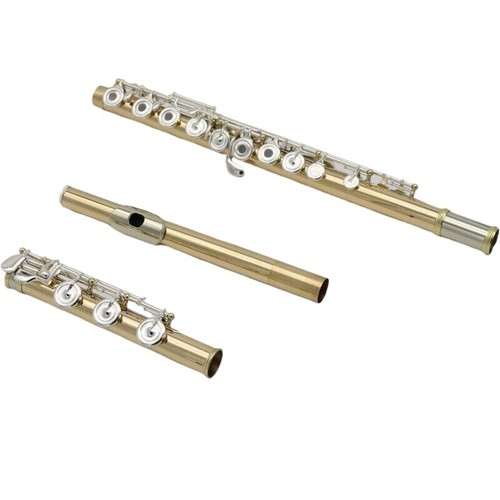 Open silver-plated key gold copper alloy body C key flute with box - 第 1/7 張圖片