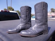 Gray Justin USA Made Ropers Western Cowgirl Cowboy Boots Ladies Sz 6 1/2 B