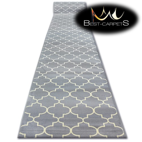 Modern Hall Carpet Runner BCF BASE grey TRELLIS Stairs 60120cm extra
