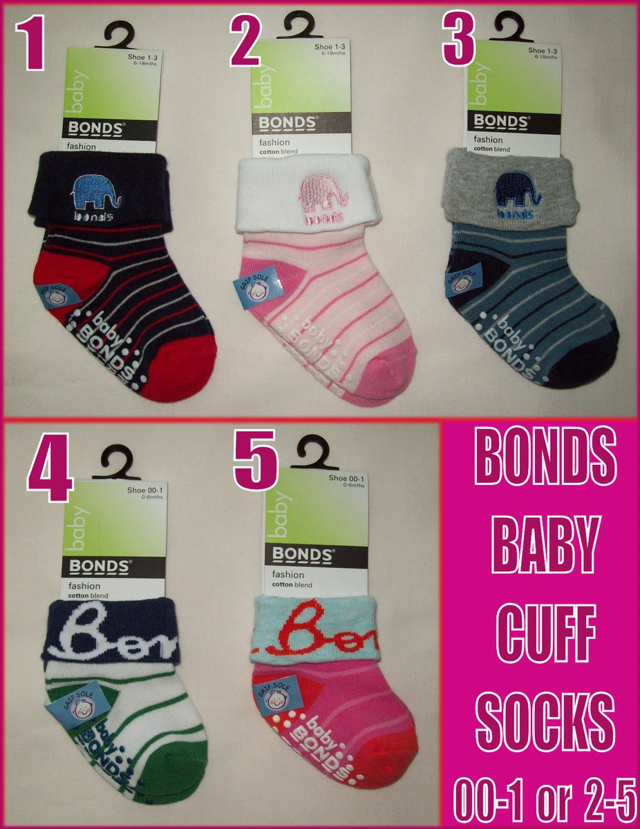 BONDS BABY Anti Slip Socks GRIP SOLE Sox Sz 00 1 0 6m or 2 5 18m 3y NEW