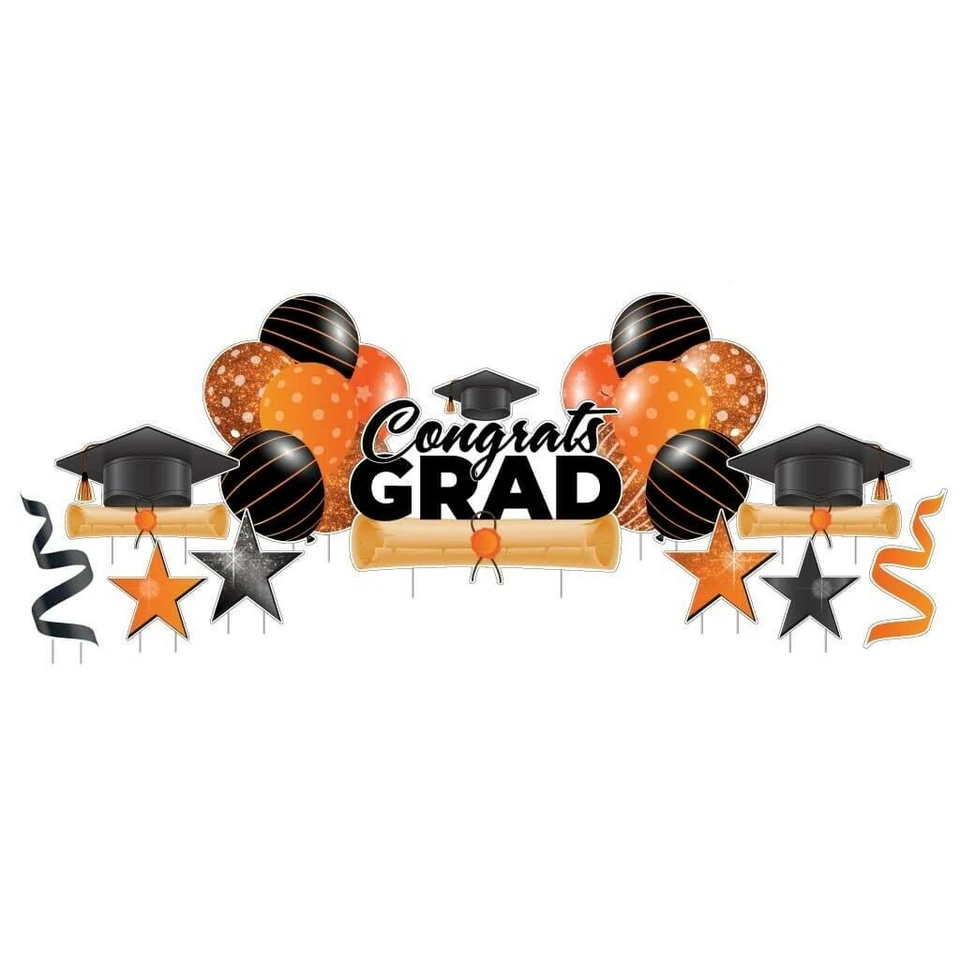 VictoryStore Congrats Grad Orange Graduation Yard Display Graduate Decor 20025G - Image 2 of 4