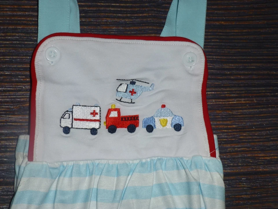 NEW Boutique Rescue Vehicles Fire Truck Police Baby Boys Romper Jumpsuit - Изображение 2 из 2