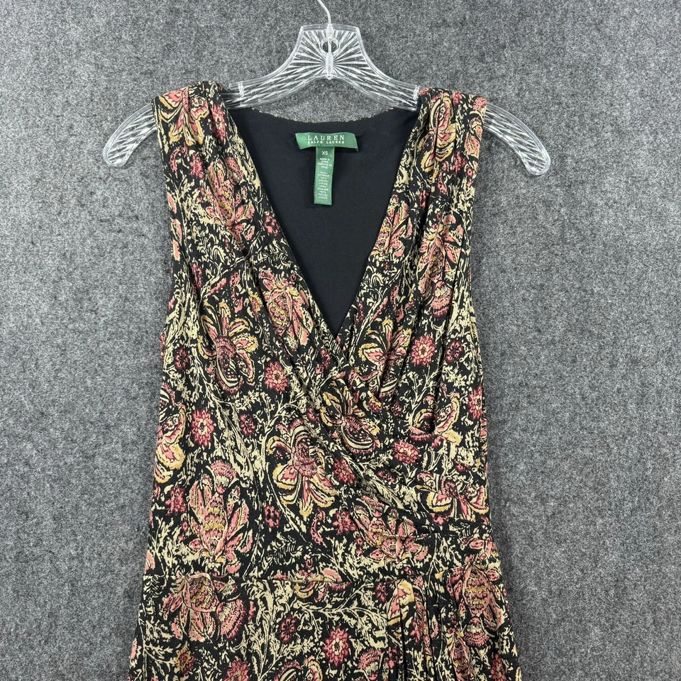 Lauren Ralph Lauren Dress Women’s Extra Small Brown Paisley Faux Wrap A-Line - Image 2 of 4