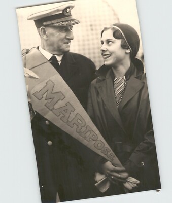 NAVY Commander JH Trask & Barbara Sorrick Matson Liner Launch 1932 Press Photo
