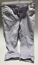 Liz & Co Size 10 Soft Purple Colored Jeans Stretch Short Crop Folded Cuffs Capri