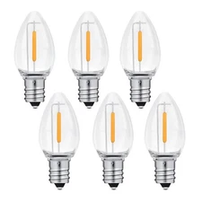 NETEHA 6 Pack C7 Clear Led Replacement Christmas Light Bulb, C7 E12 Base 120V...