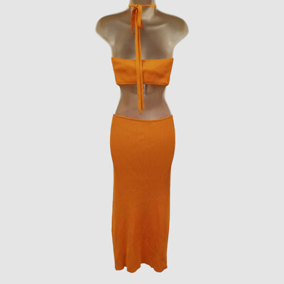 Cult Gaia Cameron Halter Knit Cutout Maxi Dress