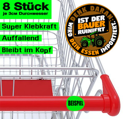 8pcs Shopping Trolley Stickers 3cm Vinyl - Is The Farmer Will Ruin Your Food