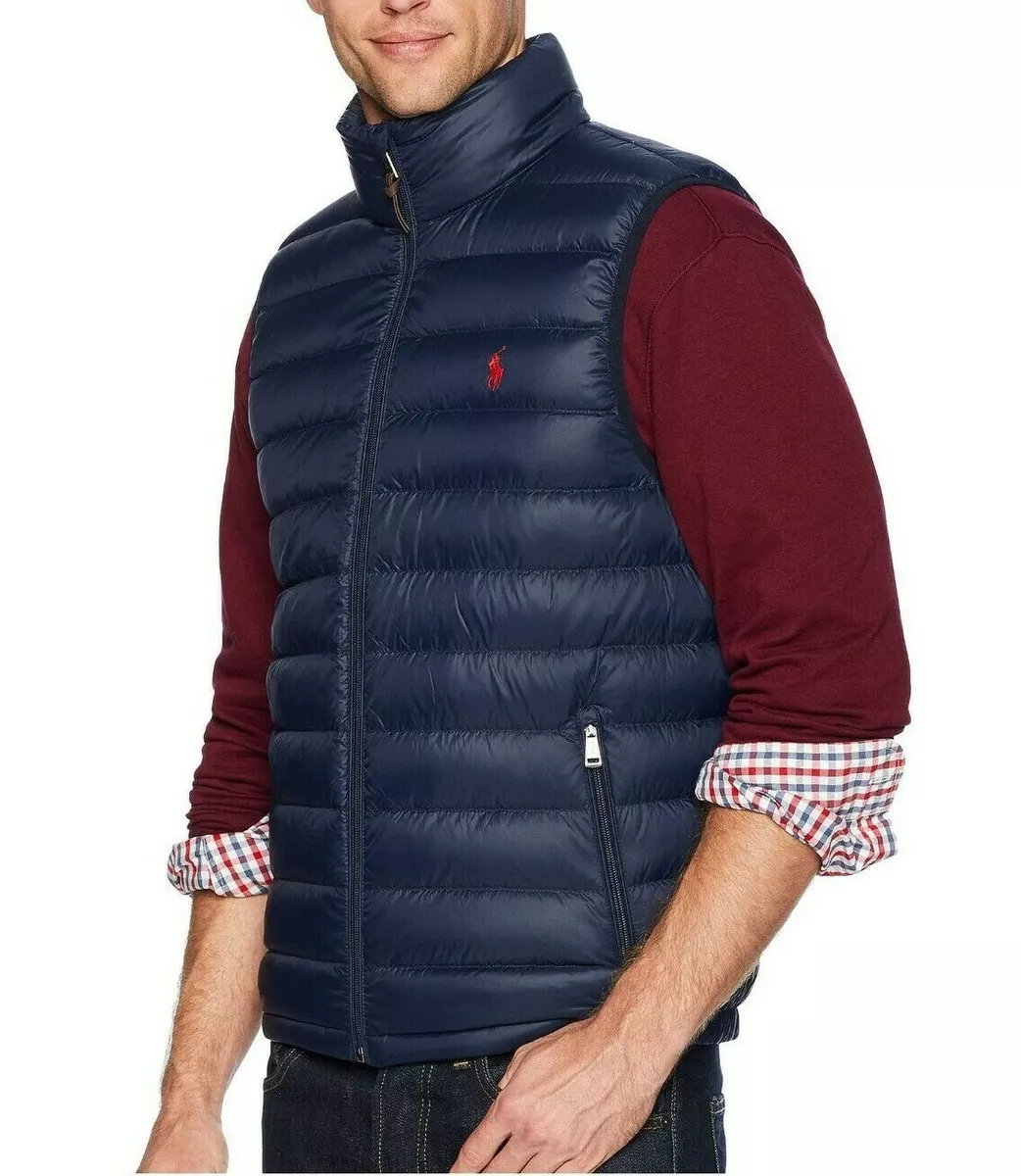 NWT Polo Ralph Lauren Men's Big Tall Packable Down Vest Aviator Blue 3XB