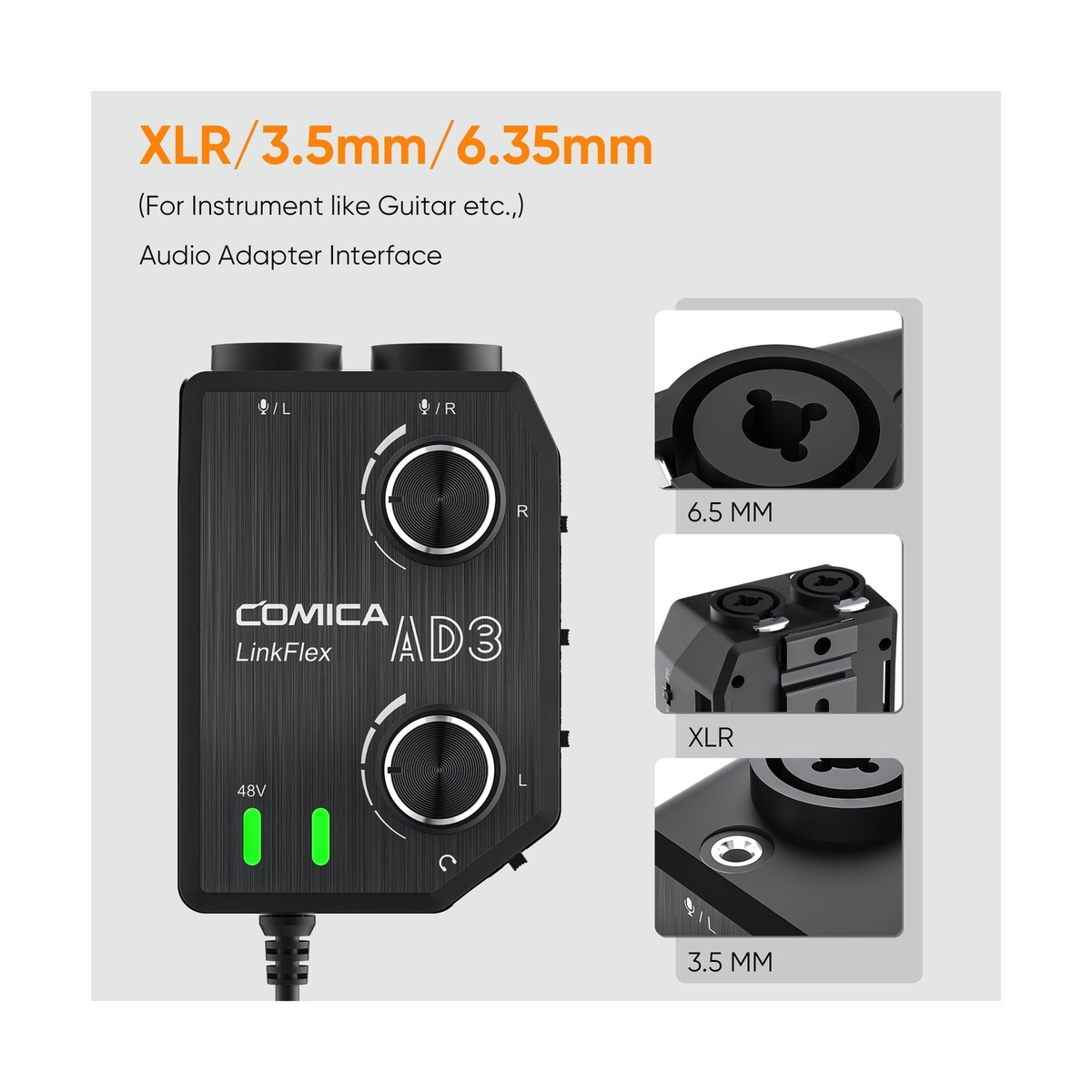 Comica LINKFLEX AD3 Dual-channels XLR/6.35mm/3.5mm Audio Preamp