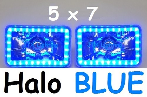 1pr JTX 5x7 6x8 Angel Eye LED Headlights Lights BLUE Halo   - Afbeelding 1 van 7