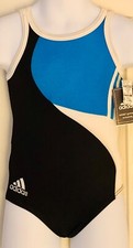ADIDAS CAMI CHILD X-SMALL OCEAN BLACK WHITE N/S GK GYMNASTICS DANCE LEOTARD CXS