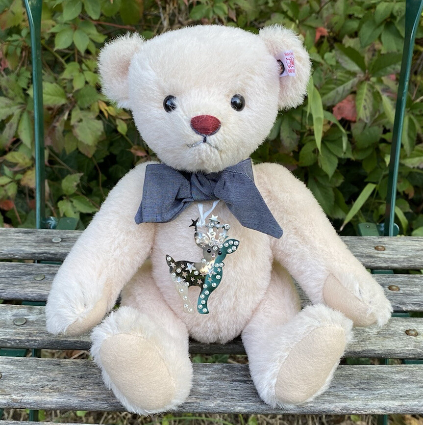 Steiff Christmas Rudy The Reindeer Teddy Bear Swarovski Pink