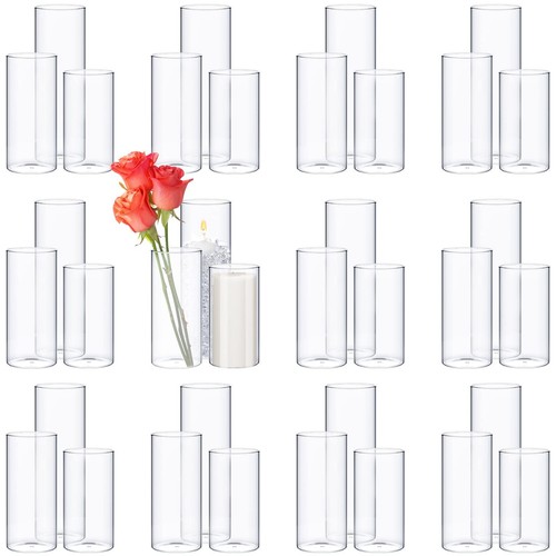Didaey 36 Pcs Glass Cylinder Vases for Centerpieces 5,6,8,10 Inch Tall Clear