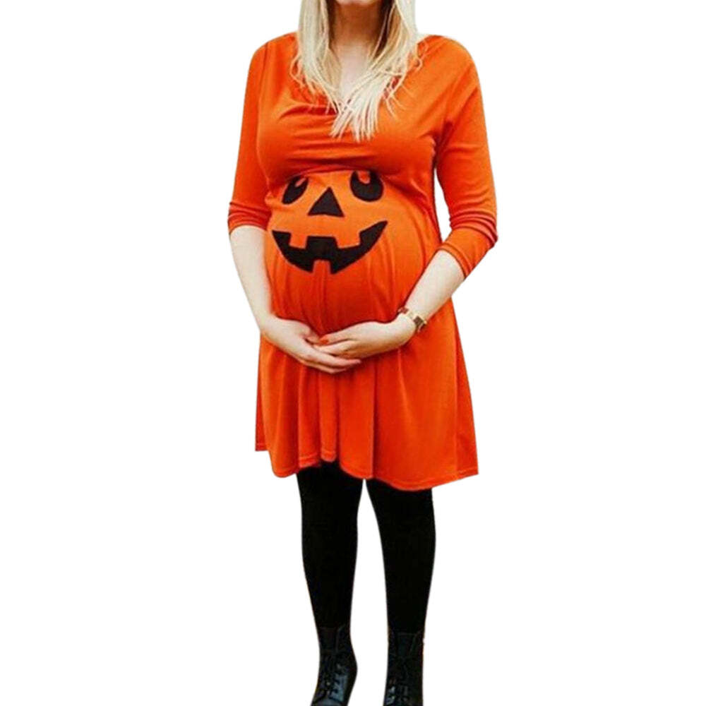 Women's Pumpkin Face Maternity Dress women casual top