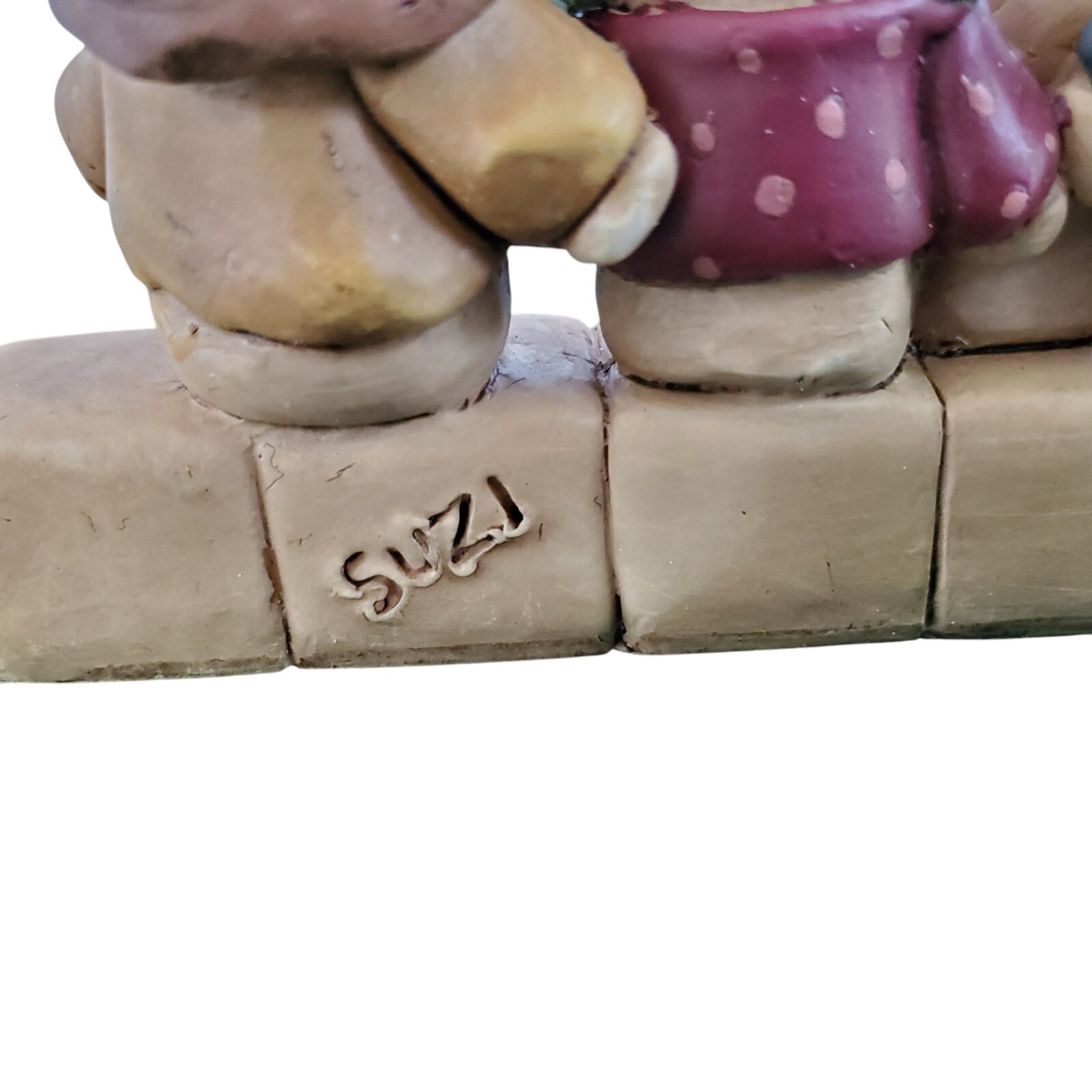 Vintage Suzi Skoglund I Love Snowmen Figurine Shelf Table Resin Snowman Family