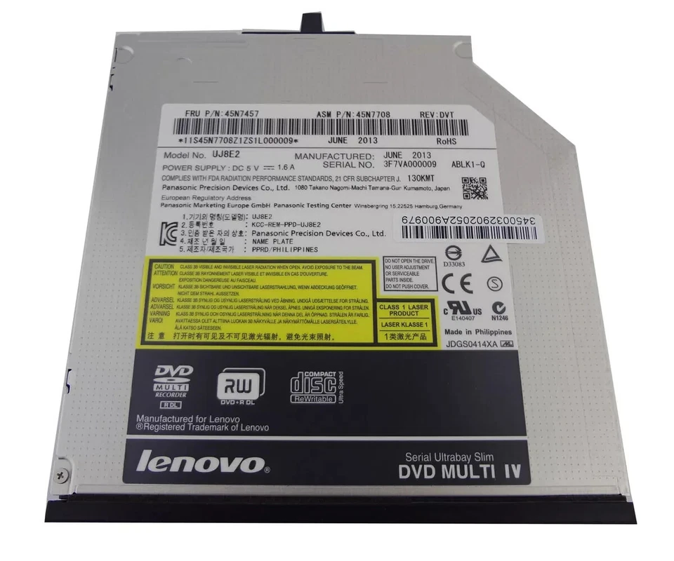 Reproductor de grabadora de CD/DVD ThinkPad T400 T500 T410 W500 X230 45N7457 Foto 3 de 4