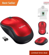 Wireless Mouse Optical 12- Battery Ambidextrous PC Mac Laptop Red