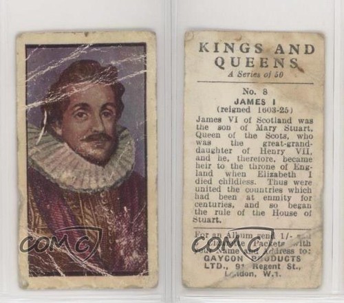 1961 Gaycon Kings and Queens Tobacco James I #8 1u6 - Picture 3 of 3
