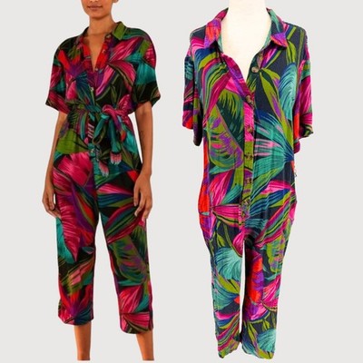 Farm Rio Midnight Leaves Jumpsuit M Anthropologie