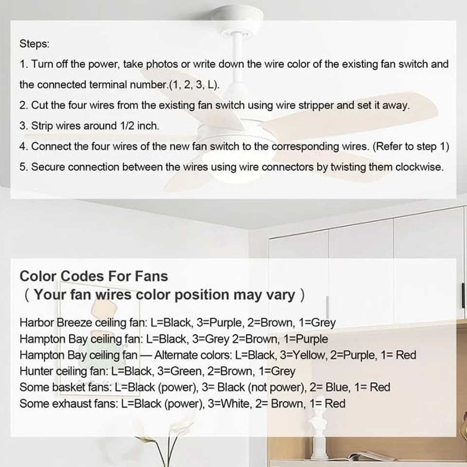 Ceiling Fan Switch Zing Ear Ze-208S E89885 3 Speed 4 Wire Pull Chain Switch Fan - Image 4 of 4