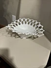 VTG WESTMORELAND  13” MILK GLASS DORIC OPEN LACE Oval Fruit Bowl CUTOUT EDGE