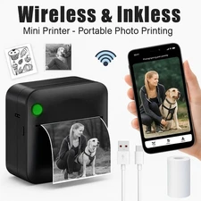 Thermal Label Printer Mini Bluetooth Wireless Inkless Photo Sticker Machine