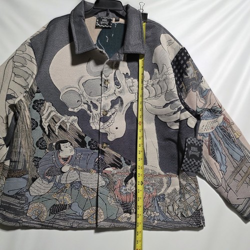 Rebel Vengeance AOP Tapestry Japanese Samurai Skull Jacket Statement 2XL XXL - Bild 6 von 11