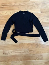 Bloch Size CM Youth Black Tie Wrap Ballet Sweater Excellent Used Condition