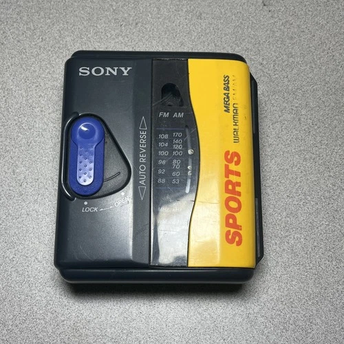 Sony Sports Mega Bass Walkman FM/AM Radio WM-FS393 Yellow Grey VTG