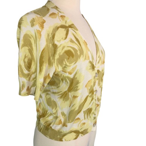 Talbots Soft Shrug Bolero Sweater Short Sleeves V Neck Silk Blend Yellow Sz LP - Picture 7 of 7