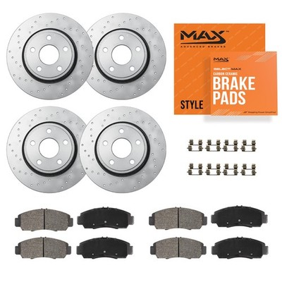 Front & Rear Drilled Geomet Rotors + Pads for 2010-2017 Chevy Equinox Terrain