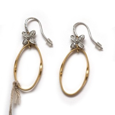 Marco Bicego New 18K Yellow & White Gold Marrakech Onde Diamond Drop Earrings