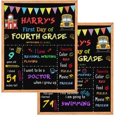 First Last Day of School Chalkboard, 12 x 10 Inch First Day of School Sign