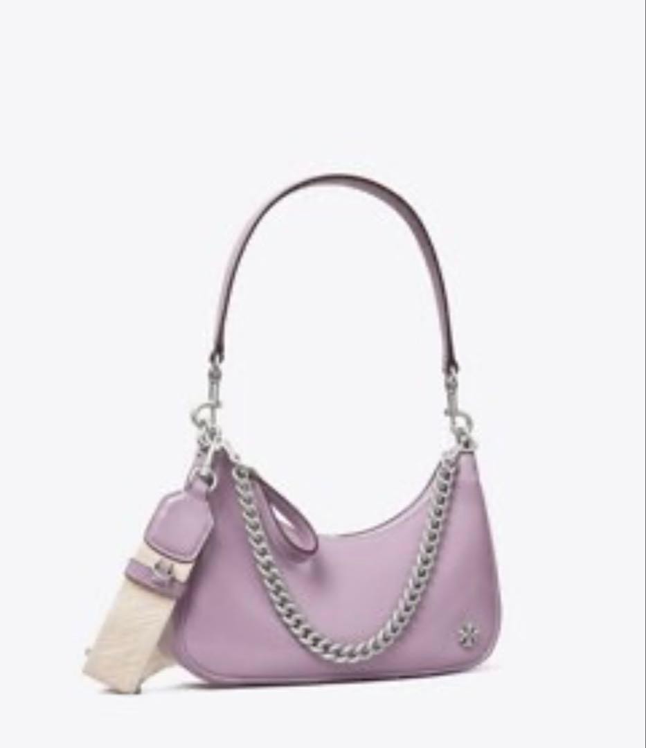 Tory Burch Mercer Patent Small Crescent Bag in Purple Leather Women's From Japan thumbnail 2
