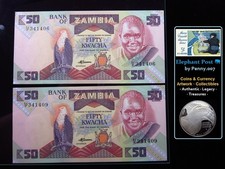 Zambia 1 Kwacha ND 1986-1987 Unc Pair World Banknote Money 5a1406