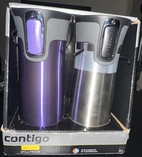 Contigo Autoseal WestLoop Vaccum-Insulated Mugs16oz Grapevine/StainlessSteel 2pk