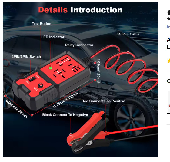 Car Relay Tester Universal Automotive Relay Tester 12V 4 & 5 pin Pro Auto Test