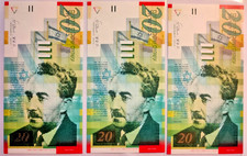 1999 (2008) ISRAEL 3 x 20 Shekels UNC (consecutive numbers)