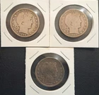 1906-O, 1899, 1898 Barber Half Dollars, Lot Of 3, 90% Silver