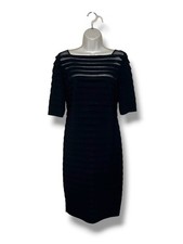 Simply Liliana Black Textured Illusion Neck Sheath Dress Women 6 Career Party