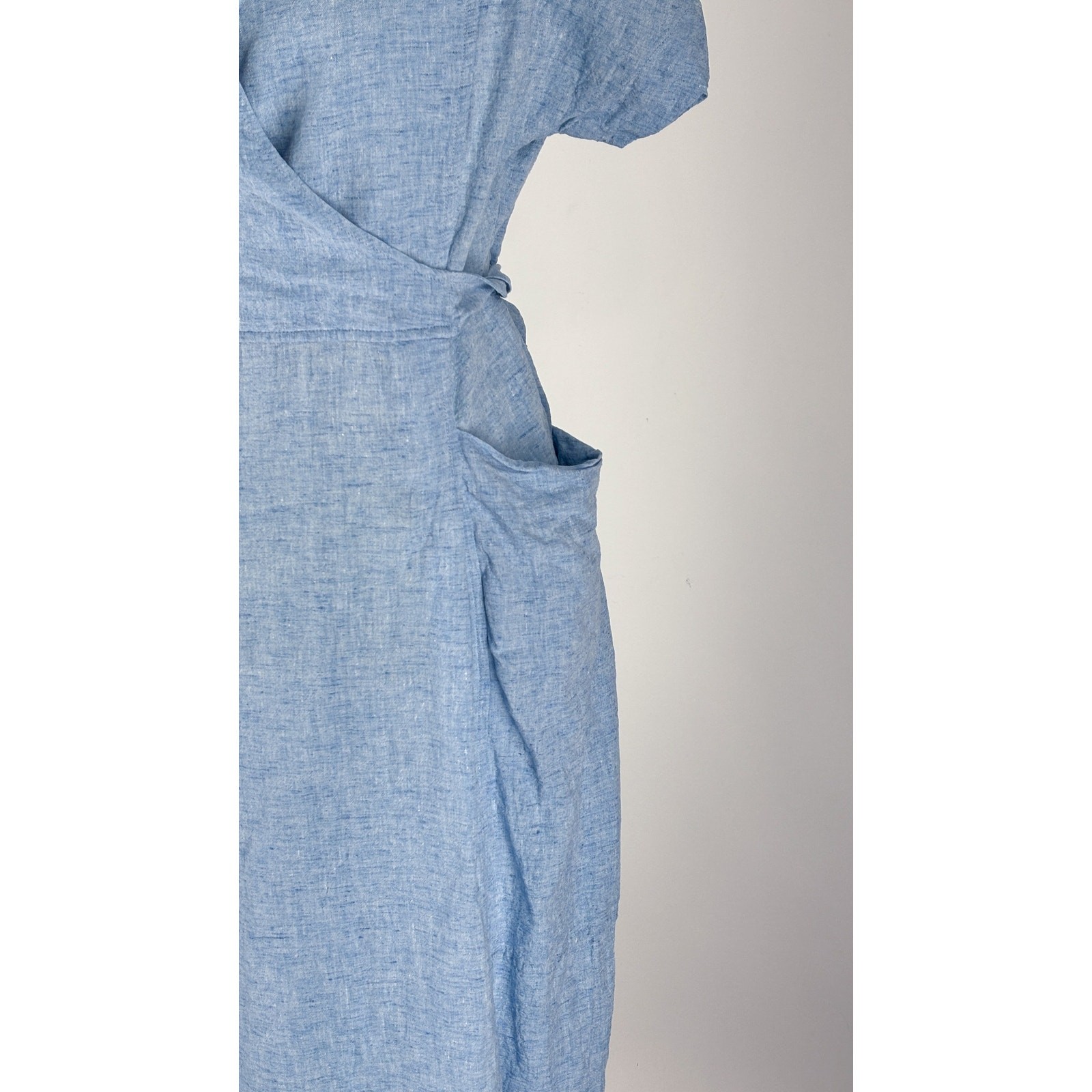 Poetry Linen Tie Back Midi Dress Blue Womens Size 4 Lagenlook Coastal image 6