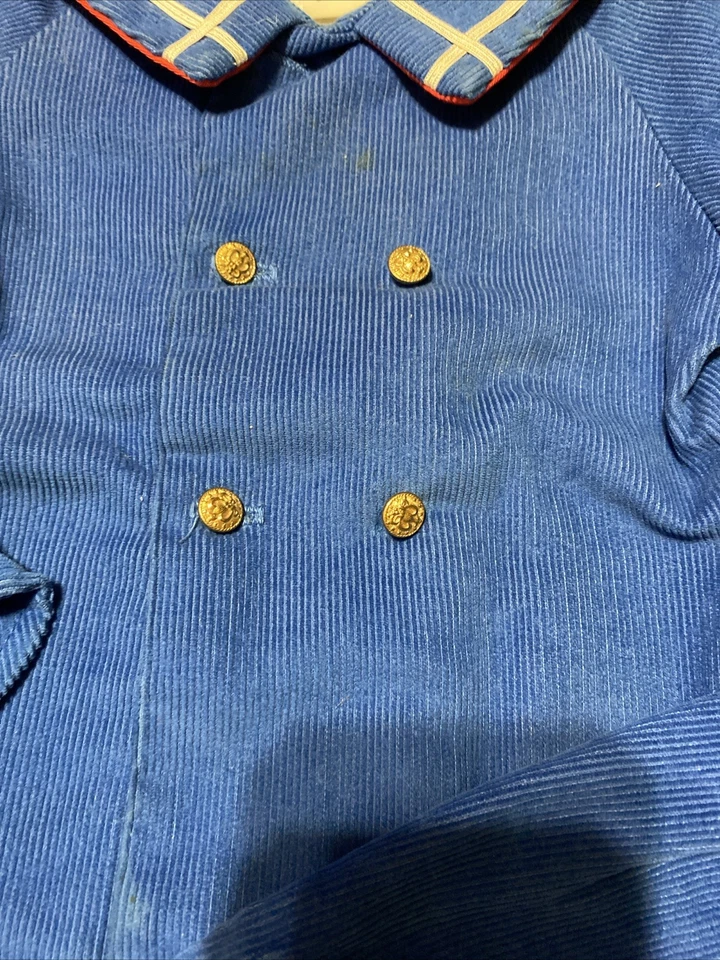 1970s Vintage Navy Dress Blues Children Outfit Gold Button Pant Set Corduroy 18M - Image 4 of 4