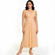 NEW VTG Vanity Fair Petal Peach Nightgown Lingerie Long Night Dress Size M
