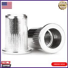 30 Pcs 3/8"-16 Rivet Nut, 304 Stainless Steel Flat Head Rivnut Threaded Insert