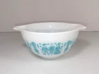 Vtg Pyrex 441 Turquoise Amish Butterprint Cinderella Mixing Bowl 1 1/2 Pt. USA