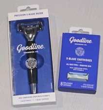 GOODLINE Precision 5 Blade Razor Grey w/ Silver Handle & 8pk Cartridge Refills 2.50 per gallon
