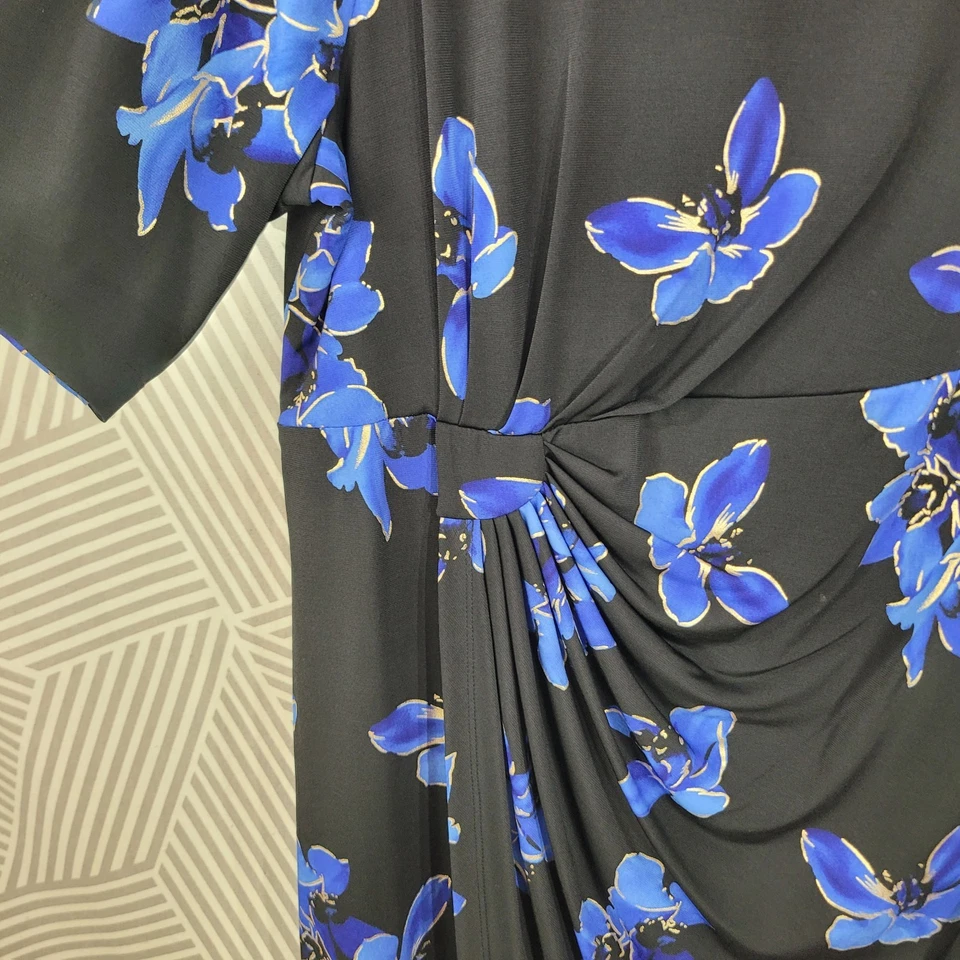 Vestido Envolvente Elástico Connected Plus 20W 20 2X Acanalado Floral Hasta la Rodilla Carrera Foto 4 de 4